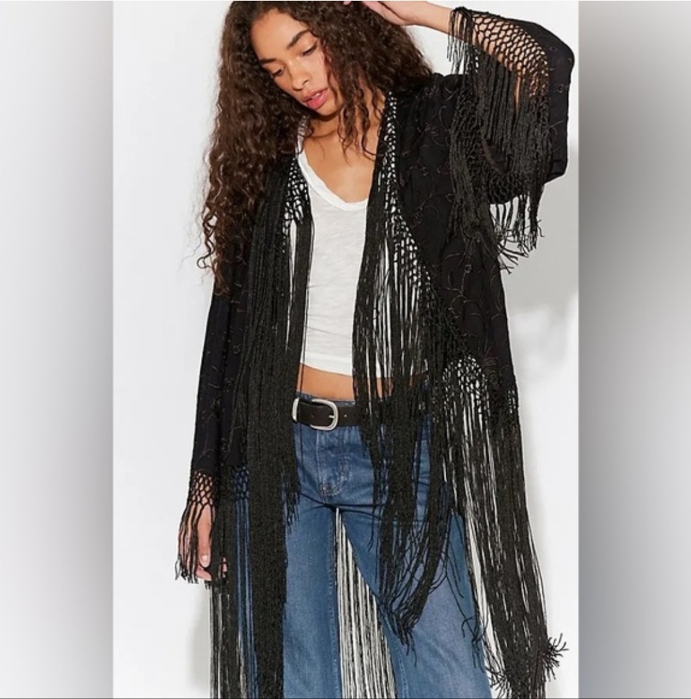 NWT Free People London Knights Piano Duster in Black